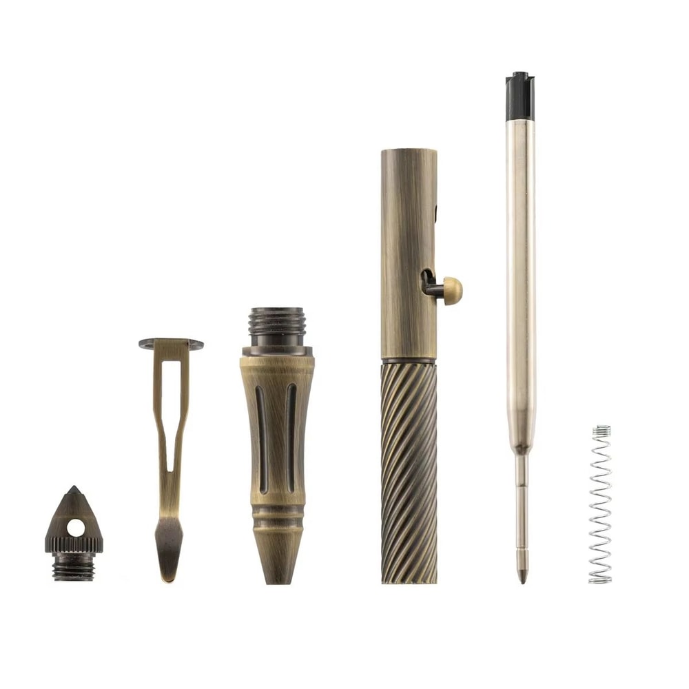 Retro Brass Bolt Action Tactical Pen Tungsten Steel EDC Writing Tool 5