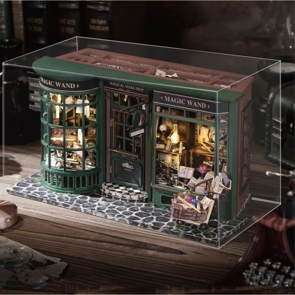 Magic Shop DIY Wooden Dollhouse Kit Miniature Roombox Craft House With Furniture 7