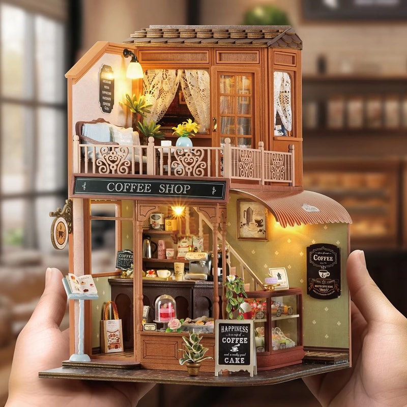 DIY Miniature House Book Nook Kit 3D Wooden Puzzle Bookshelf Insert Model 5