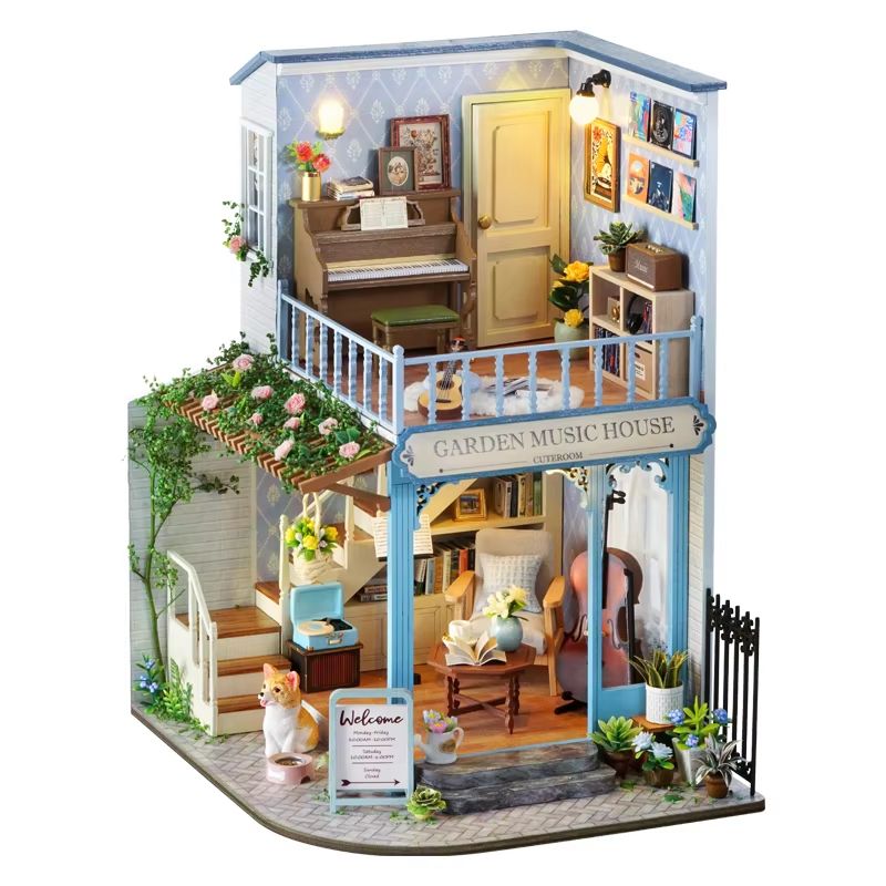 DIY Miniature House Book Nook Kit 3D Wooden Puzzle Bookshelf Insert Model 7