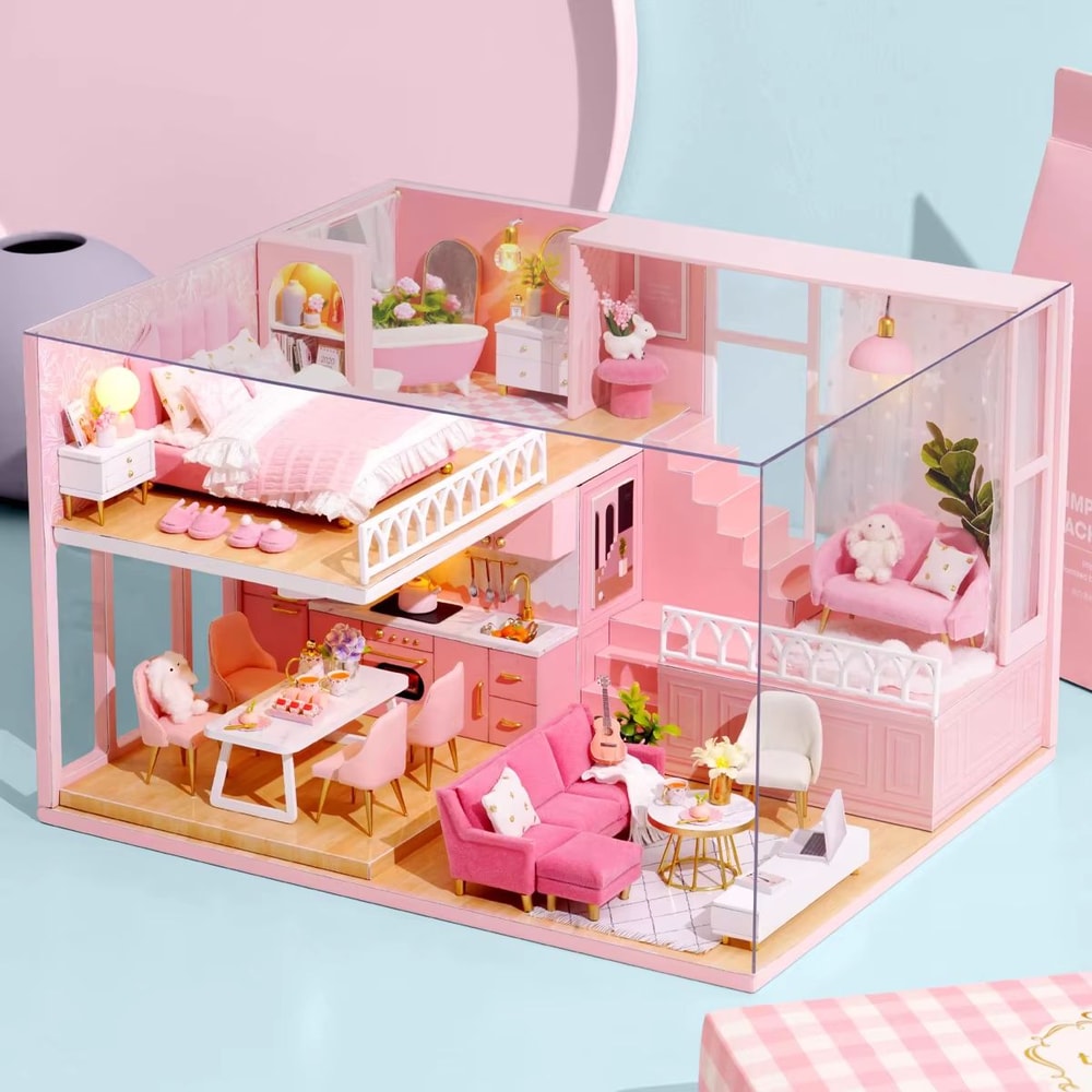 Princess Room DIY Miniature Dollhouse Kit Handmade Wooden Mini House With Furniture 6