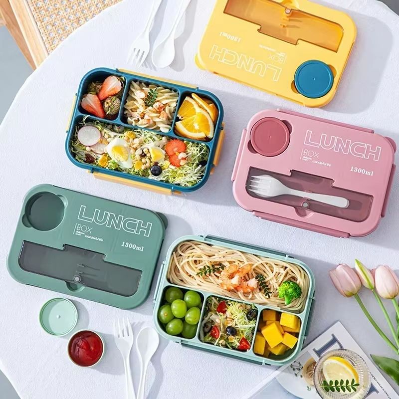4396 Fl Oz Compartment Bento Lunch Box With Fork And Spoon Microwave Safe Portable Food Container 2