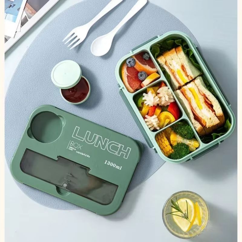 4396 Fl Oz Compartment Bento Lunch Box With Fork And Spoon Microwave Safe Portable Food Container 4
