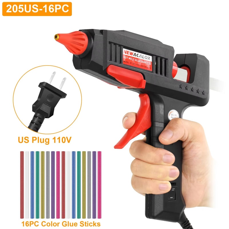 NEWACALOX Dual Power Hot Glue Gun 60100W With 16 Glue Sticks Fast Heating Industrial Glue Gun For 6