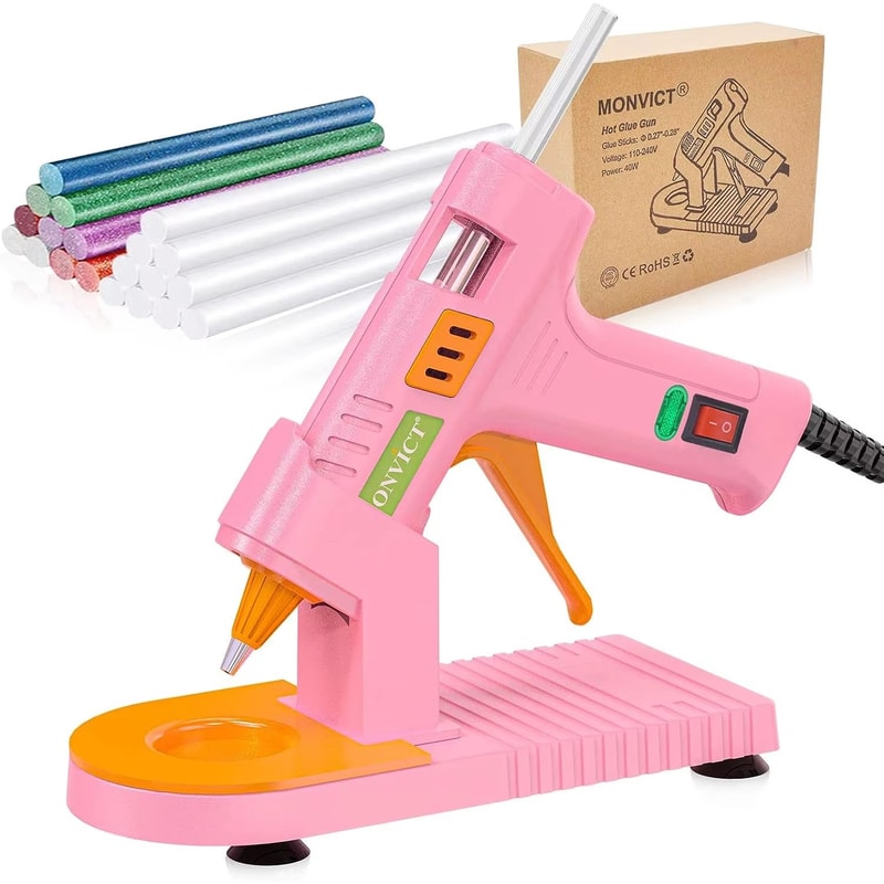 MONVICT 40W Hot Glue Gun Kit With Stand And 30 Glue Sticks Fast Heating Craft Glue Gun For DIY Rep 7