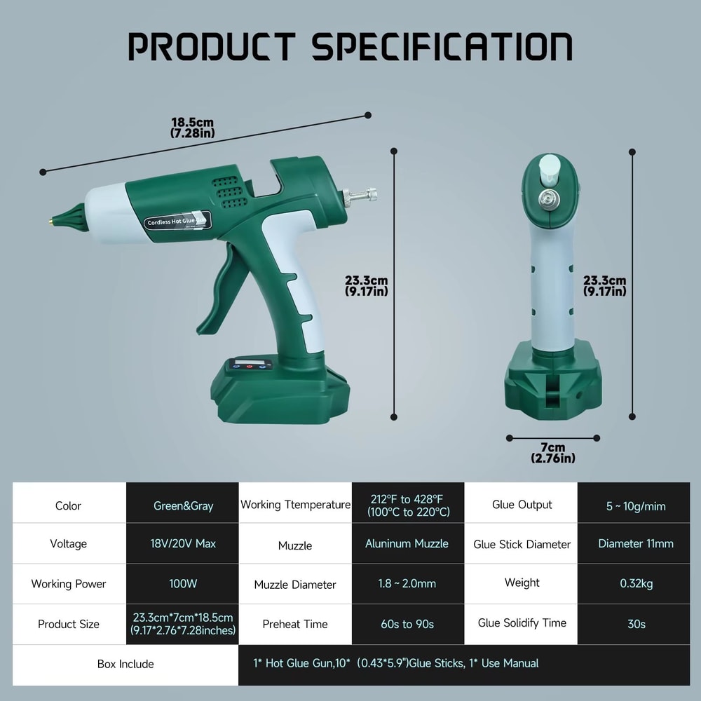 100W Cordless Hot Glue Gun With Adjustable Temperature 100220C For Bosch 18V Battery Professional 5