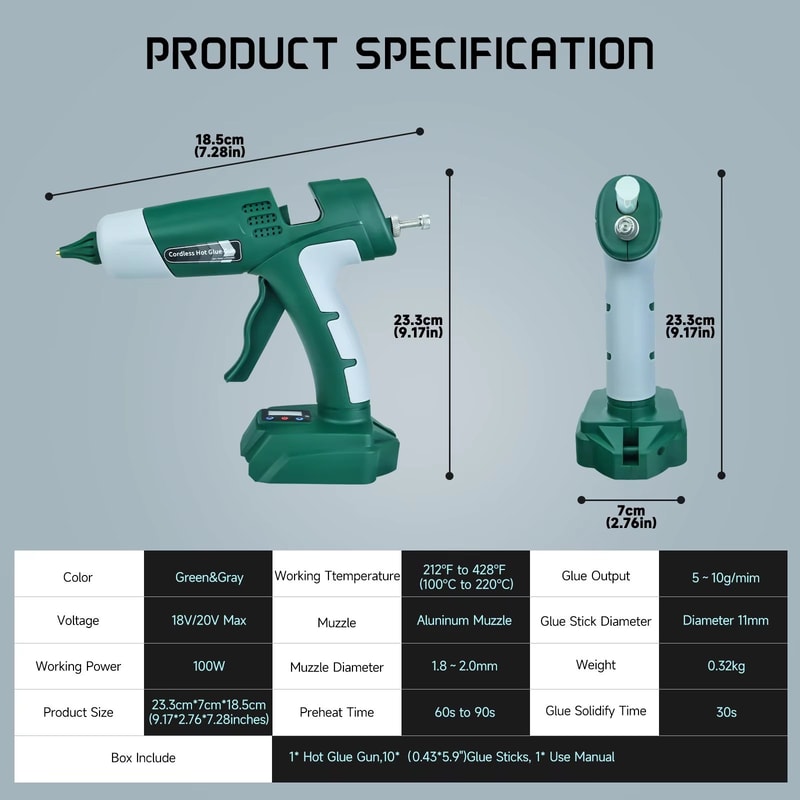 100W Cordless Hot Glue Gun With Adjustable Temperature 100220C For Bosch 18V Battery Professional 5