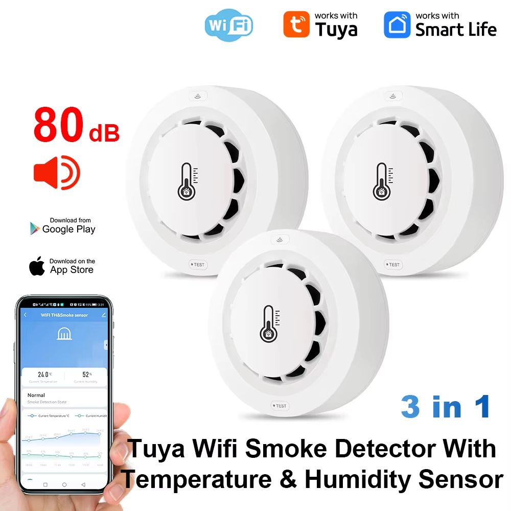 Tuya WiFi Smart Smoke Detector With Temperature Humidity Monitoring AppConnected WiFi Smoke Alarm 9