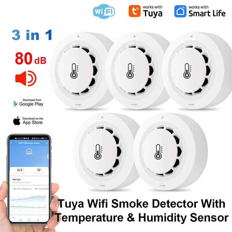 Tuya WiFi Smart Smoke Detector With Temperature Humidity Monitoring AppConnected WiFi Smoke Alarm 7