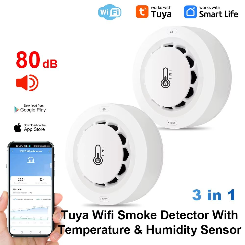 Tuya WiFi Smart Smoke Detector With Temperature Humidity Monitoring AppConnected WiFi Smoke Alarm 8