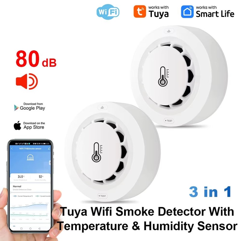 Tuya WiFi Smart Smoke Detector With Temperature Humidity Monitoring AppConnected WiFi Smoke Alarm 8
