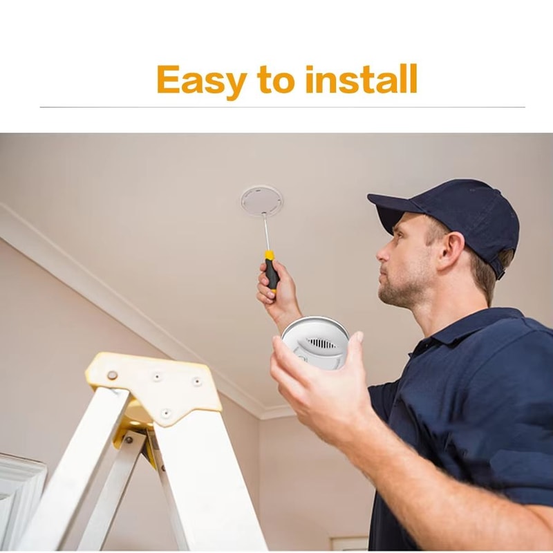 Battery Operated Photoelectric Smoke Detector With 85dB Alarm LED Indicator Test Button Ceiling M 3