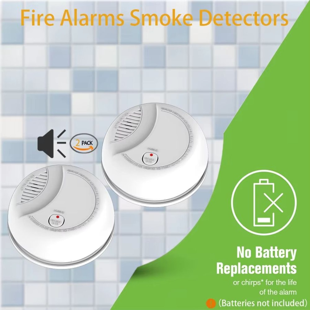 Battery Operated Photoelectric Smoke Detector With 85dB Alarm LED Indicator Test Button Ceiling M 6
