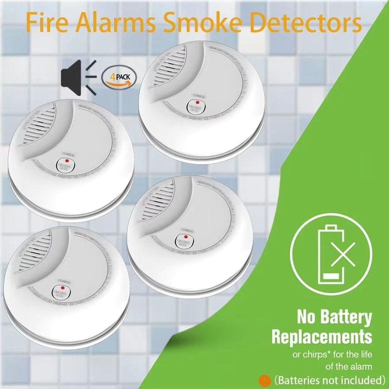 Battery Operated Photoelectric Smoke Detector With 85dB Alarm LED Indicator Test Button Ceiling M 7