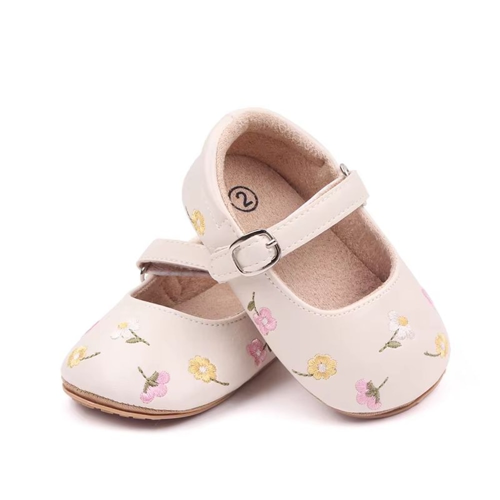 Embroidered Flower Baby Mary Jane Sandals Soft Sole First Walker Baby Shoes For 018 Months Cute Su 1