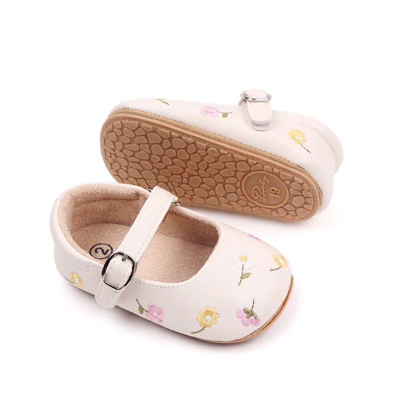 Embroidered Flower Baby Mary Jane Sandals Soft Sole First Walker Baby Shoes For 018 Months Cute Su 4