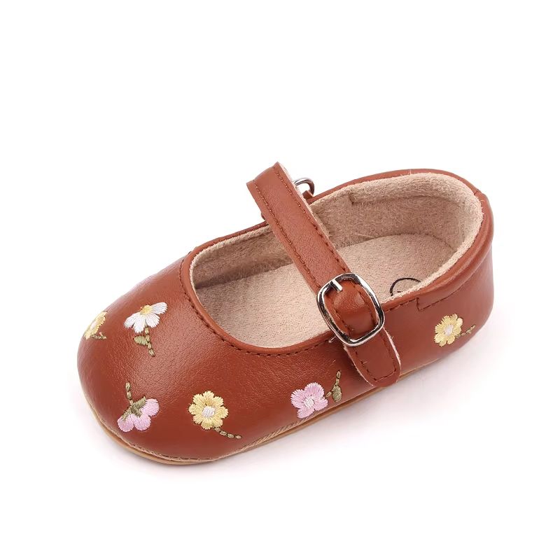Embroidered Flower Baby Mary Jane Sandals Soft Sole First Walker Baby Shoes For 018 Months Cute Su 7
