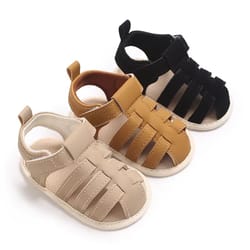 breathable baby boys casual sandals soft anti slip first walker sandals for infants – lightweight solid color baby shoes