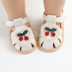cherry print baby girl summer sandals soft cloth sole first walker baby shoes for newborns and infants