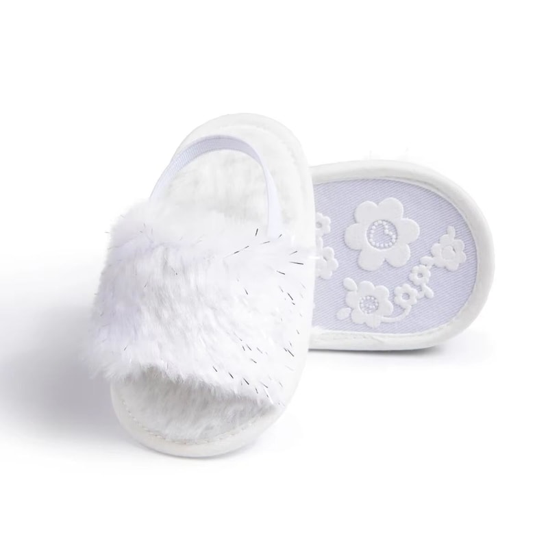 Meckior Fluffy Baby Sandals Cotton Soft Sole First Walker Baby Shoes For Newborn Boys Girls Anti 1