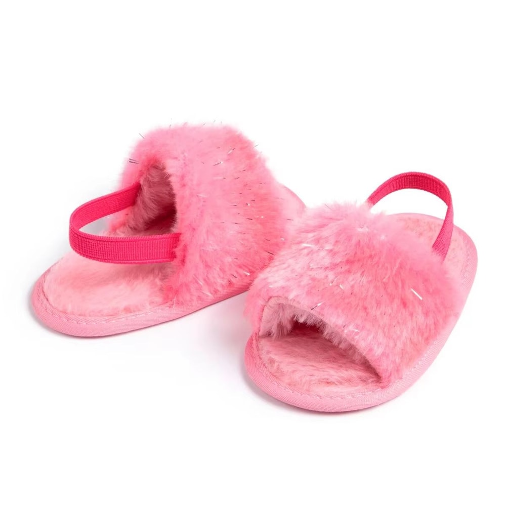 Meckior Fluffy Baby Sandals Cotton Soft Sole First Walker Baby Shoes For Newborn Boys Girls Anti 4