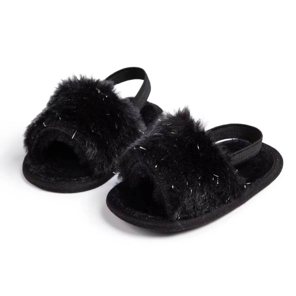 Meckior Fluffy Baby Sandals Cotton Soft Sole First Walker Baby Shoes For Newborn Boys Girls Anti 7