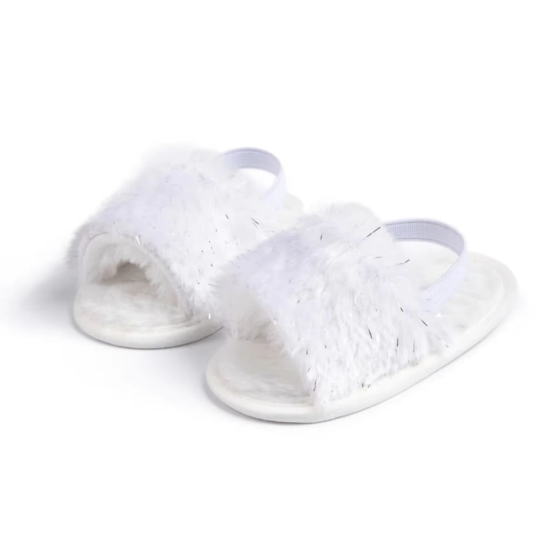 Meckior Fluffy Baby Sandals Cotton Soft Sole First Walker Baby Shoes For Newborn Boys Girls Anti 8