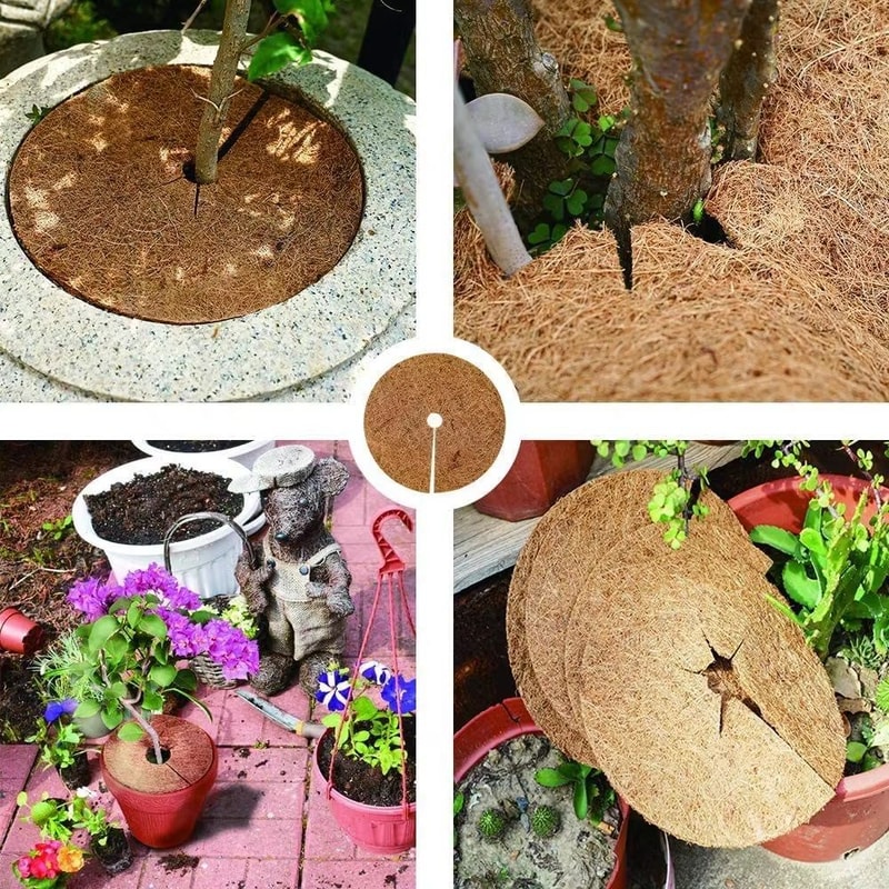 Natural Coconut Fiber Tree Mulch Mat Round Coconut Coir Plant Protector Disc For Weed Control Soi 4