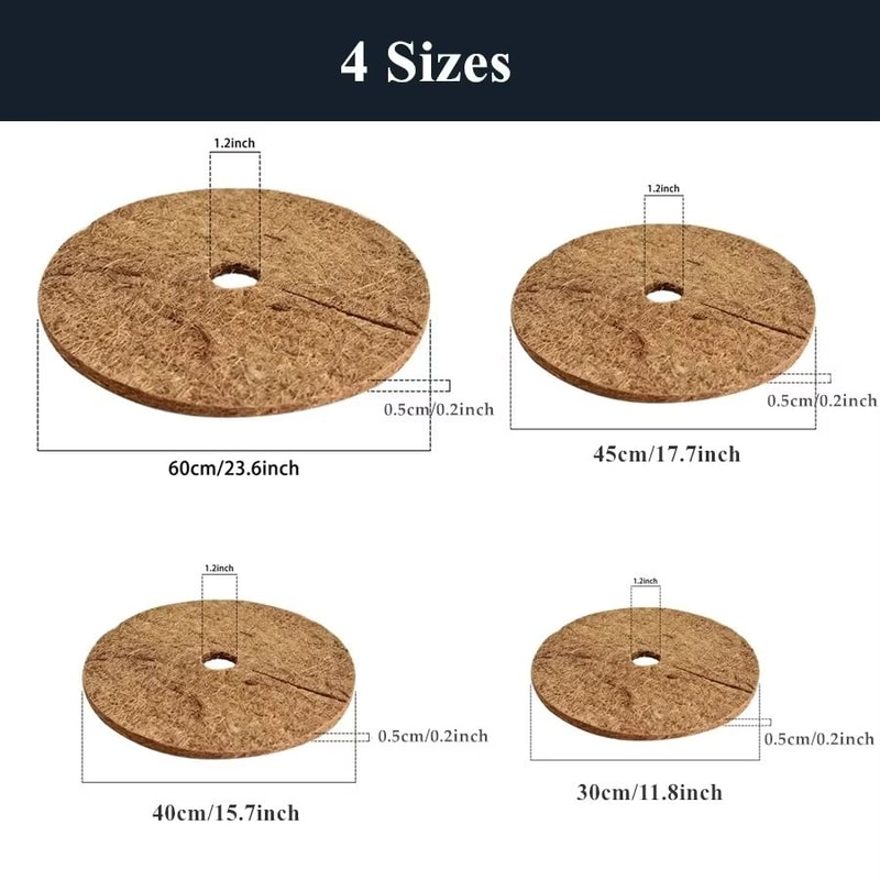 Natural Coconut Fiber Tree Mulch Ring Organic Coco Coir Weed Barrier Mat For Plant Protection 5PCS 2