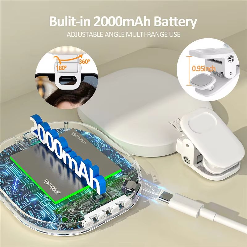 Rechargeable Selfie Light Clip On LED Phone Fill Light For TikTok Live Streaming And Video Conferen 4