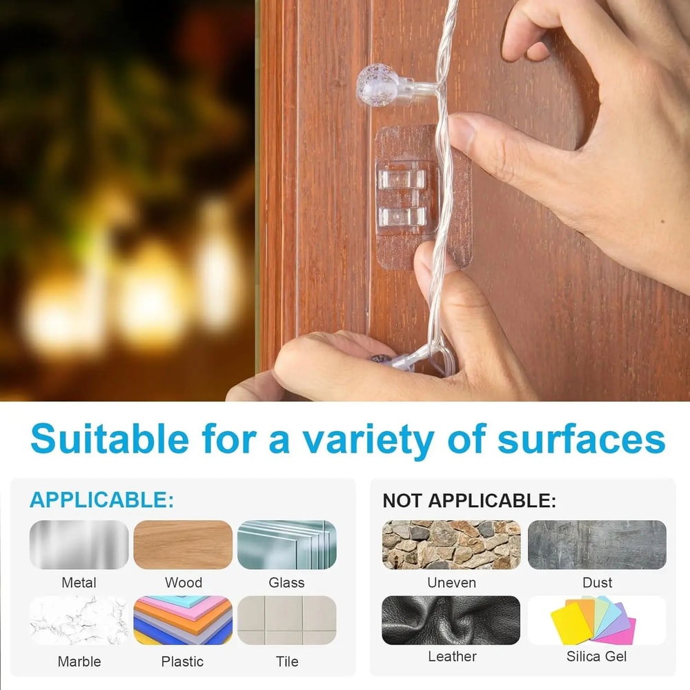 100Piece Outdoor String Light Clips With Waterproof Adhesive For Christmas Light Hooks And Patio Li 2