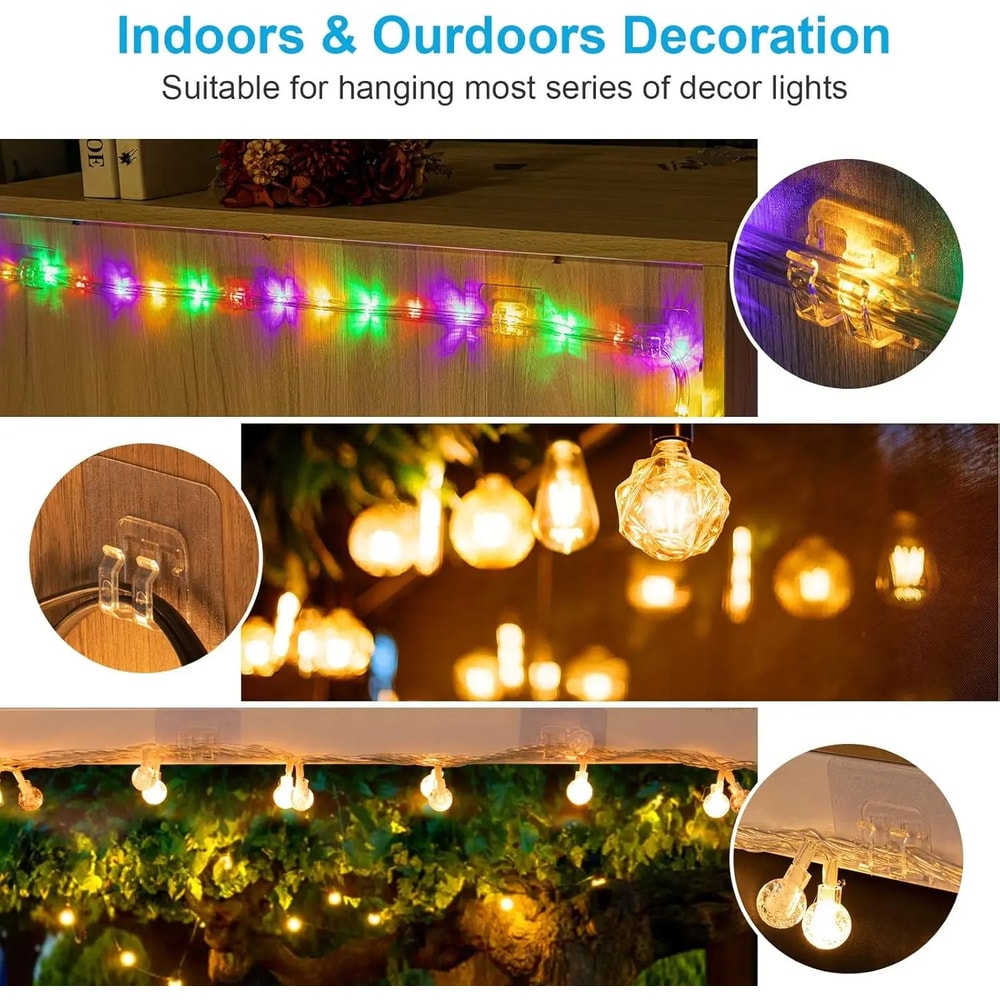 100Piece Outdoor String Light Clips With Waterproof Adhesive For Christmas Light Hooks And Patio Li 3