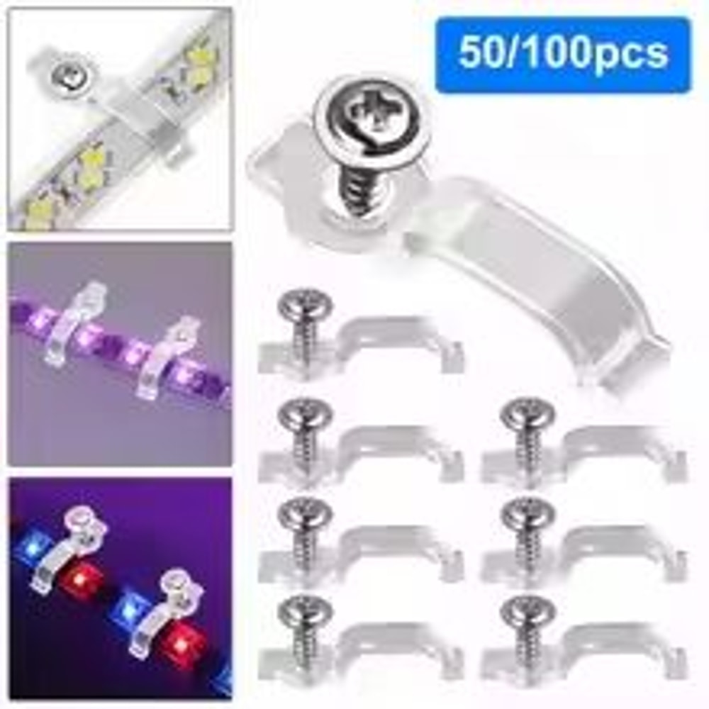 LED Strip Fixing Clips With Screws For 5050 LED Strip Lights 50 Or 100 PCS Mounting Brackets 0