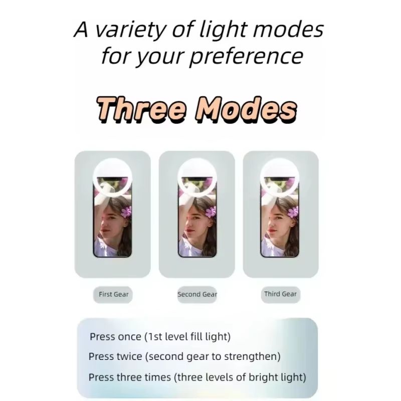 Portable LED Selfie Ring Light Clip On Phone Camera Light With Adjustable Brightness 4