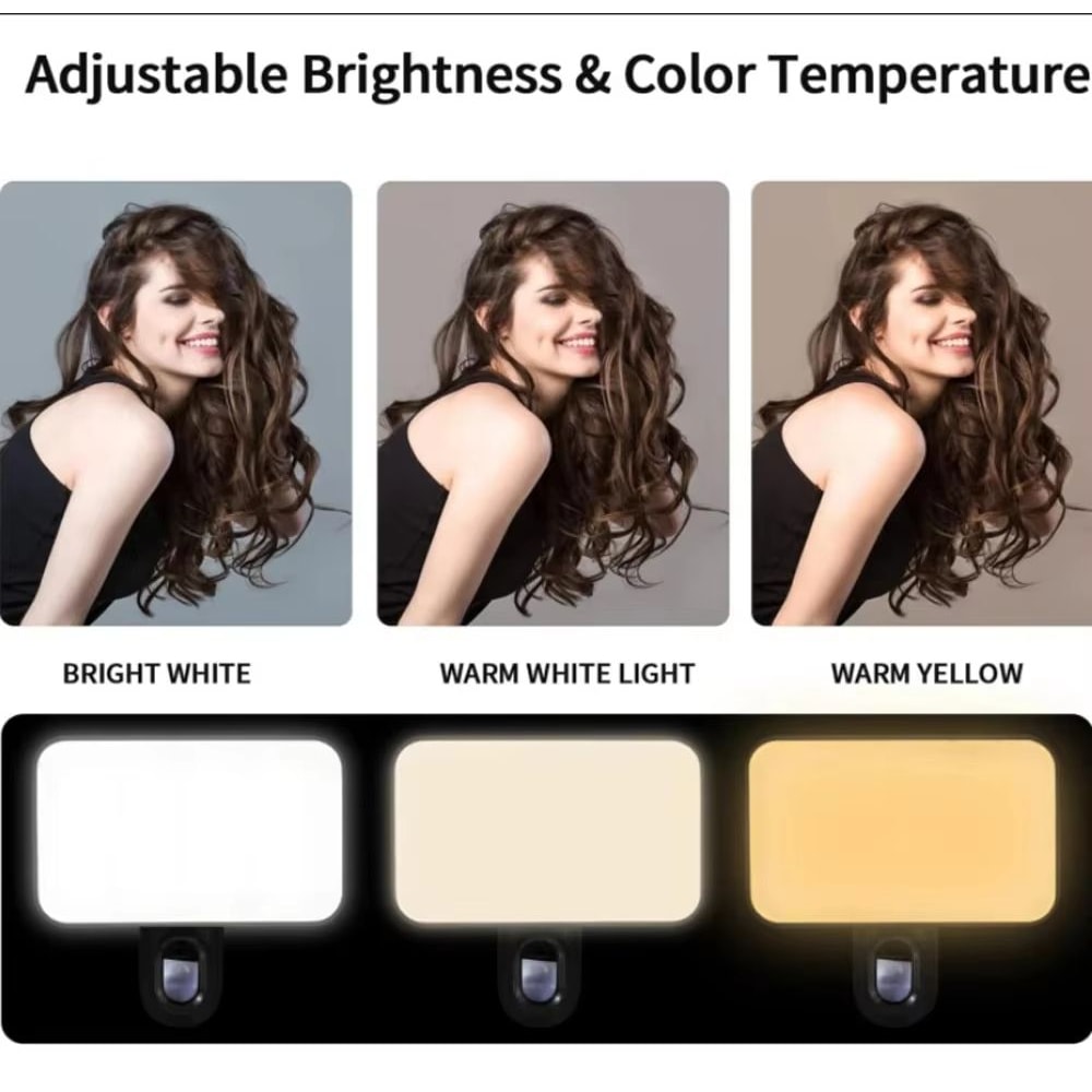 Portable Mini Selfie Fill Light Rechargeable Clip On LED Phone Light With 3 Brightness Modes 4