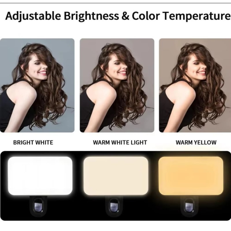 Portable Mini Selfie Fill Light Rechargeable Clip On LED Phone Light With 3 Brightness Modes 4