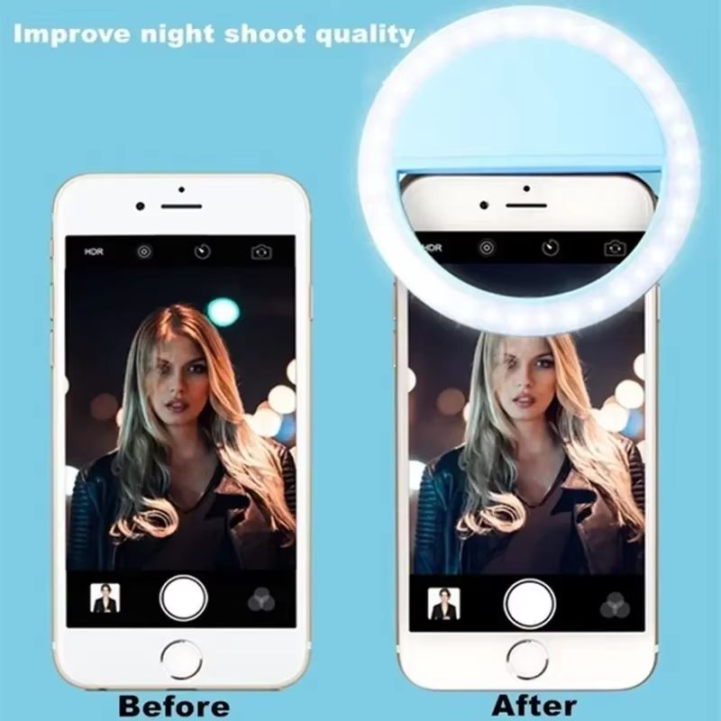 Rechargeable Selfie Ring Light Clip On Phone Camera Light For IPhone Samsung And Android 2