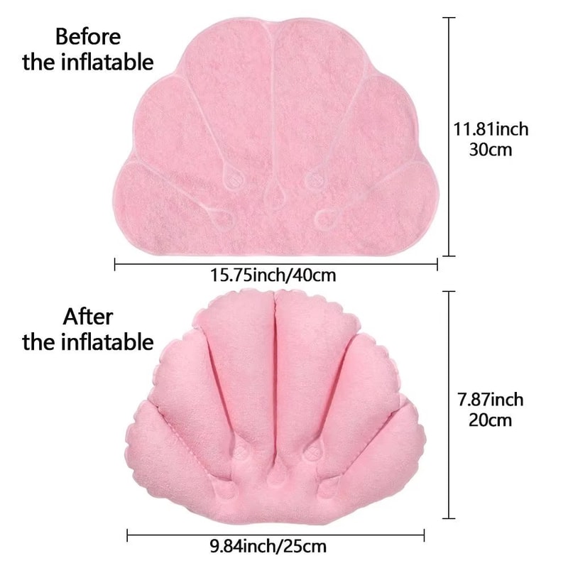Inflatable Spa Bath Pillow With Suction Cups Soft Bathtub Neck Support Pillow 1