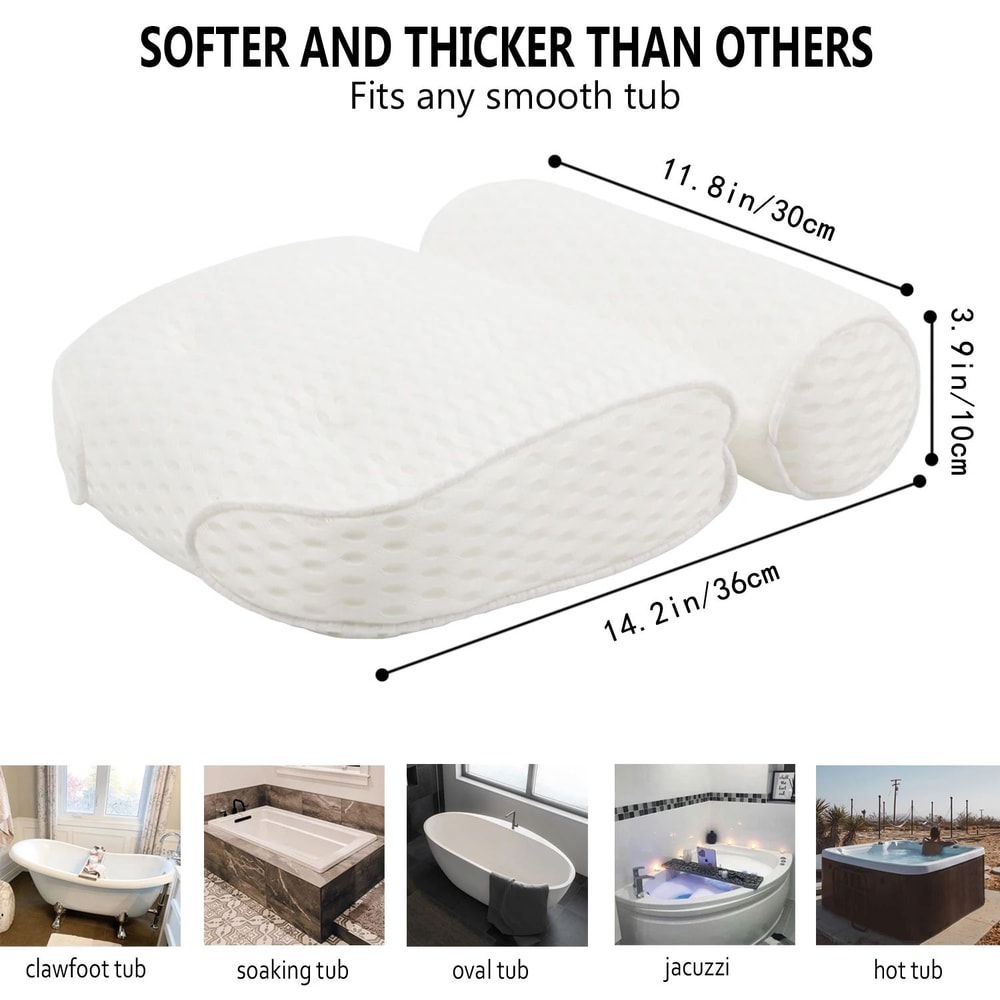 Luxury Bathtub Pillow For Head Neck And Back Support 4D Air Mesh Spa Bath Pillow With Non Slip Suct 3