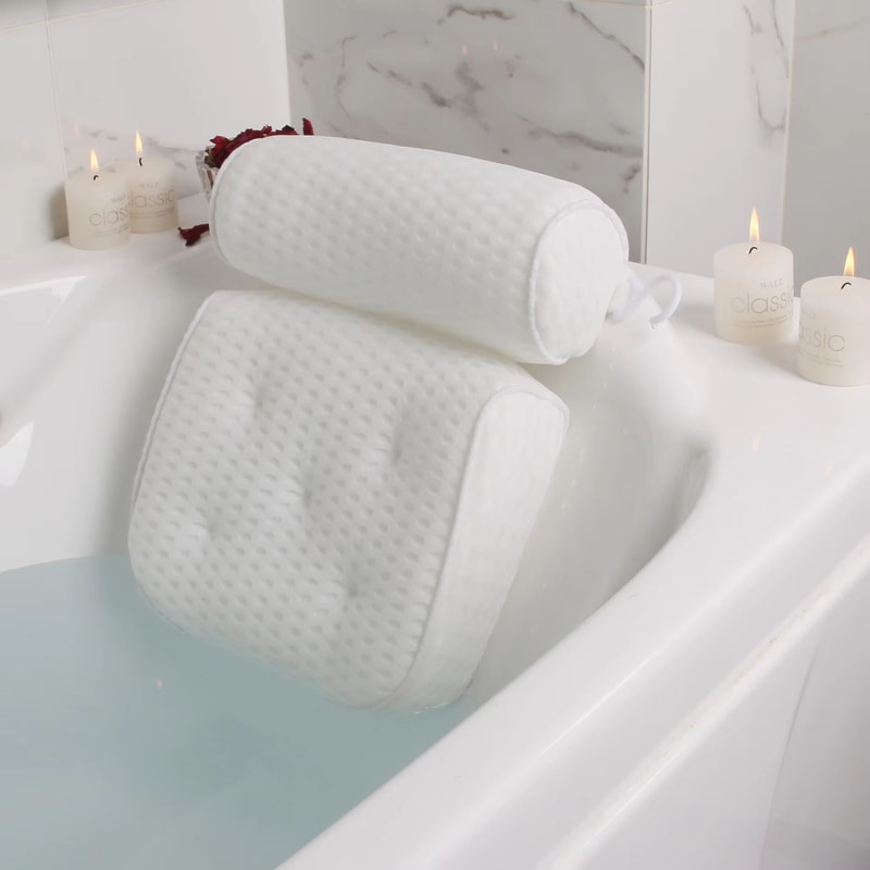 Luxury Bathtub Pillow For Head Neck And Back Support 4D Air Mesh Spa Bath Pillow With Non Slip Suct 6