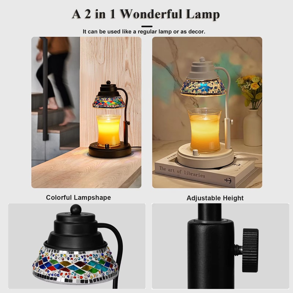 Colorful Diamond Candle Warmer Lamp With Timer Adjustable Height Dimmable Wax Melt Lamp 2
