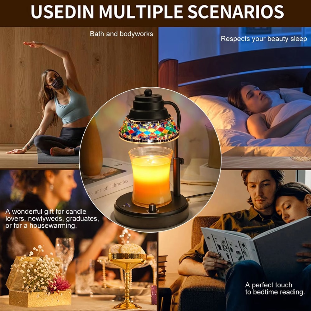 Colorful Diamond Candle Warmer Lamp With Timer Adjustable Height Dimmable Wax Melt Lamp 3
