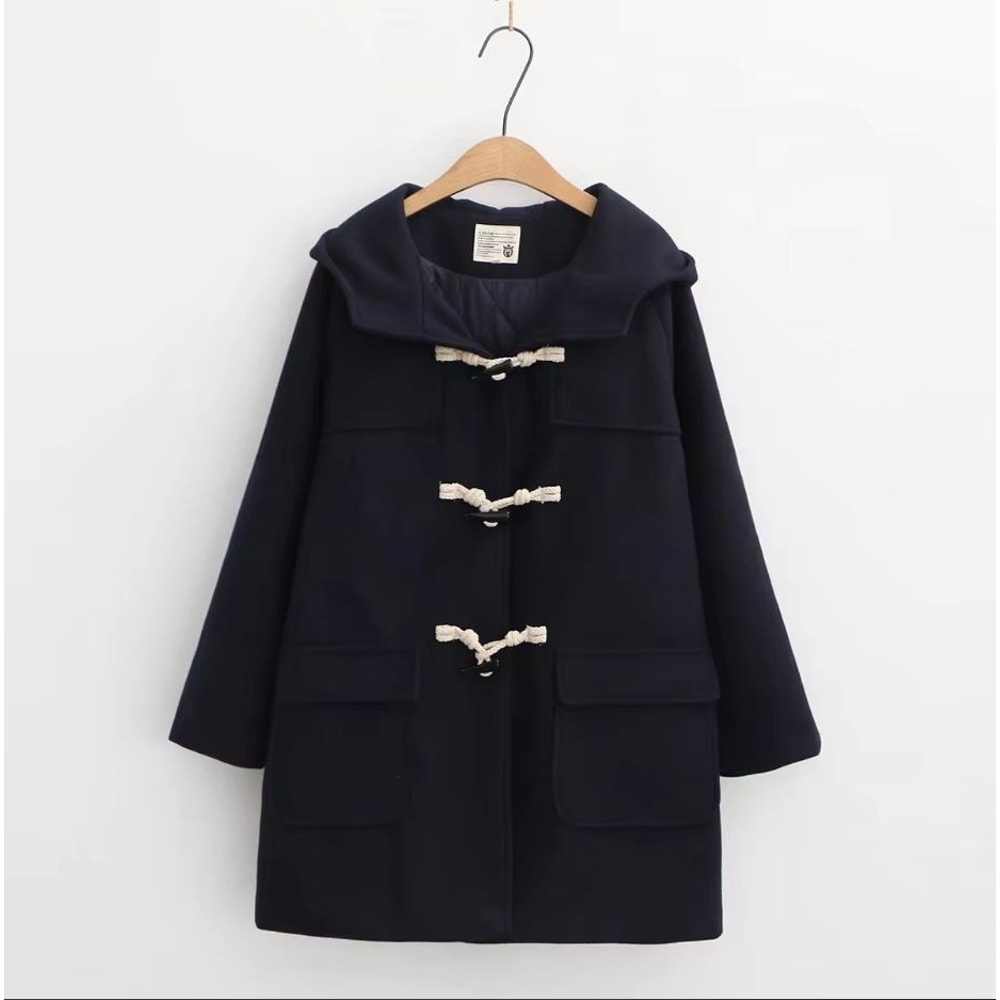 Winter Navy Collar Preppy Style Wool Coat For Women Elegant Long Womens Winter Peacoat 13