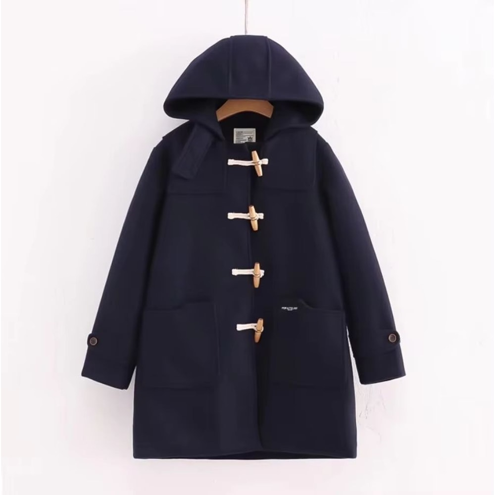 Winter Navy Collar Preppy Style Wool Coat For Women Elegant Long Womens Winter Peacoat 17