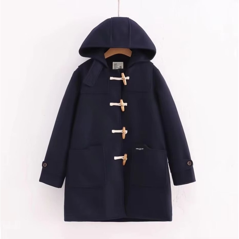 Winter Navy Collar Preppy Style Wool Coat For Women Elegant Long Womens Winter Peacoat 17