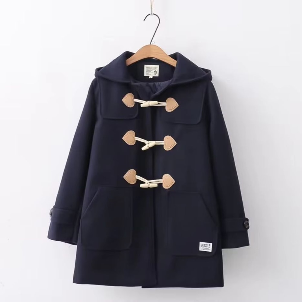 Winter Navy Collar Preppy Style Wool Coat For Women Elegant Long Womens Winter Peacoat 18