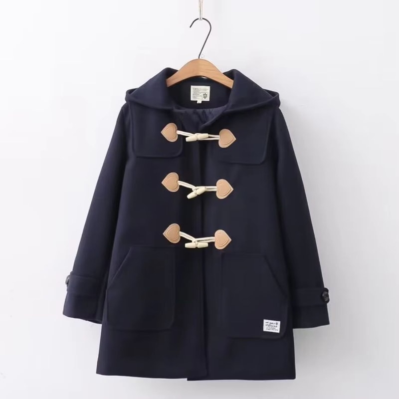 Winter Navy Collar Preppy Style Wool Coat For Women Elegant Long Womens Winter Peacoat 18
