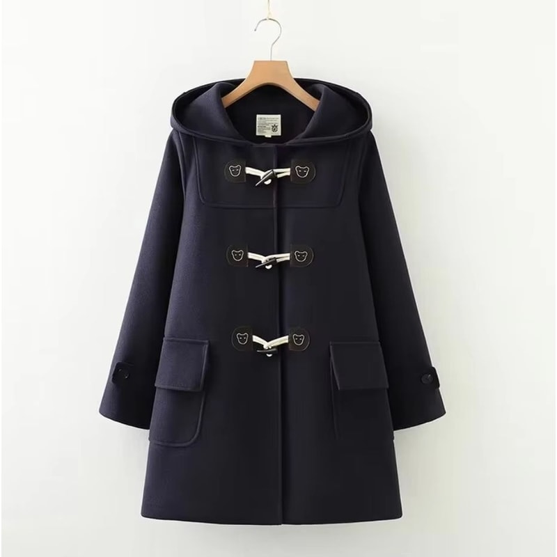 Winter Navy Collar Preppy Style Wool Coat For Women Elegant Long Womens Winter Peacoat 4