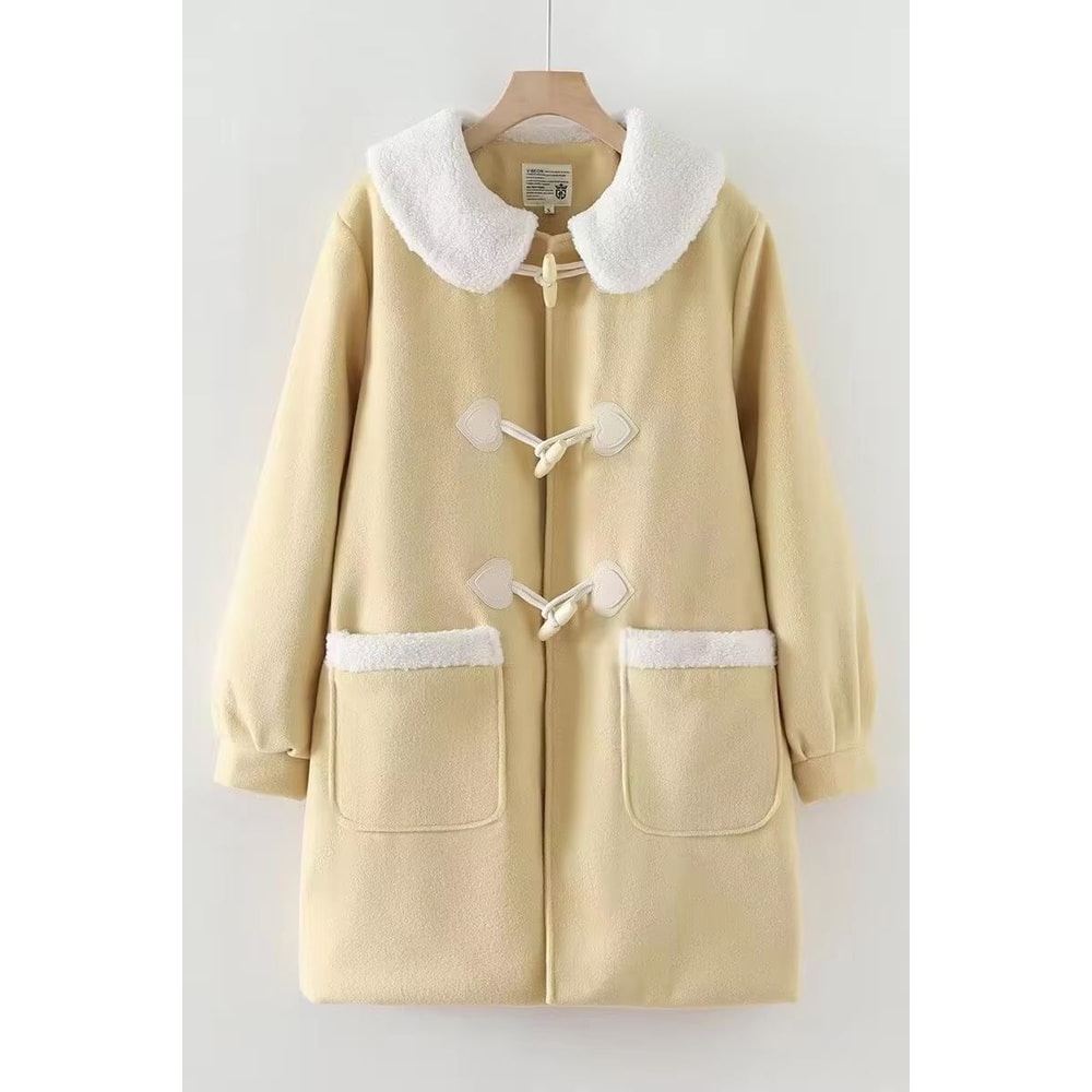 Winter Navy Collar Preppy Style Wool Coat For Women Elegant Long Womens Winter Peacoat 21