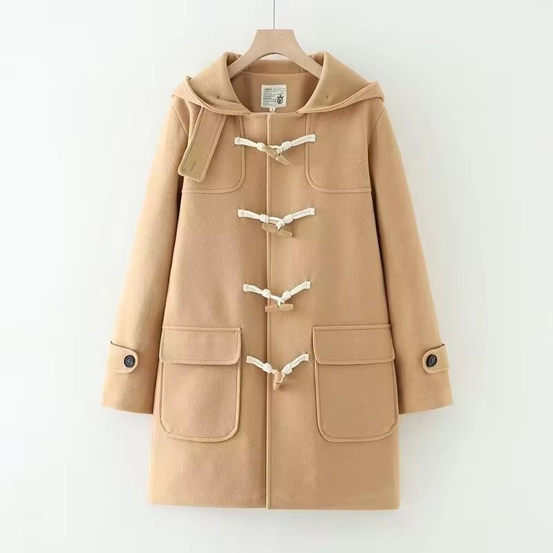 Winter Navy Collar Preppy Style Wool Coat For Women Elegant Long Womens Winter Peacoat 24